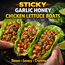 Sticky Garlic Honey Chicken Lettuce Boats